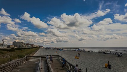 Low angle view of Long Beach in New York on Long Island during a beautiful day