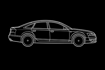 Hand drawn car outline vector image. Vehicle art.