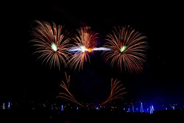 Fireworks display on the eve of the feast of Our Lady of Mount Carmel, Zurrieq, Malta - tal-Karmnu.