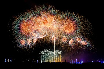 Fireworks display on the eve of the feast of Our Lady of Mount Carmel, Zurrieq, Malta - tal-Karmnu.