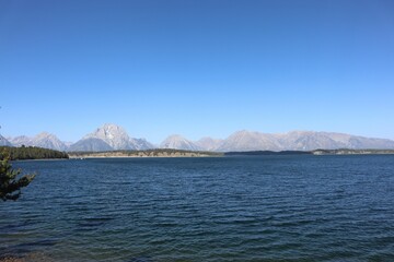 Scenic lake and mountain view in Grand Teton National Park