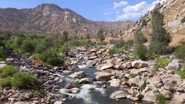 Catching the beautiful Kern River flow as we gently fly over the water and pass over the rocks.