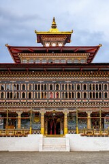 Obraz premium Beautiful Buddhist temple complex inside of the Fortress of the Glorious Religion in Thimphu Bhutan