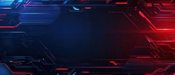 Background gaming abstract neon sci-fi themes cyberpunk red and blue dynamic technology wallpaper AI generated image