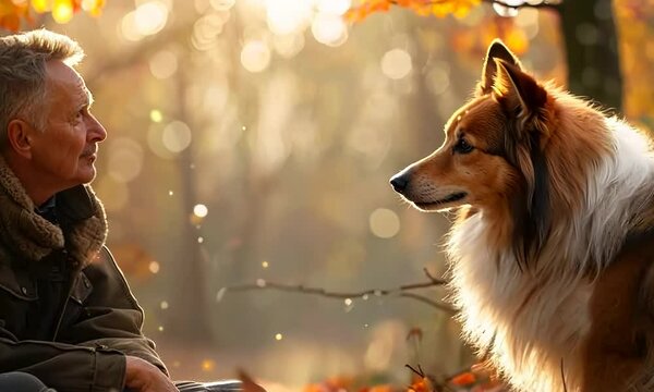 Loyal Shetland Sheepdog keeping watch over its owner, Video