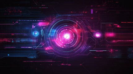 Fototapeta premium Technology digital style HUD interface cyberpunk holographic display panel interface Background wallpaper AI generated image