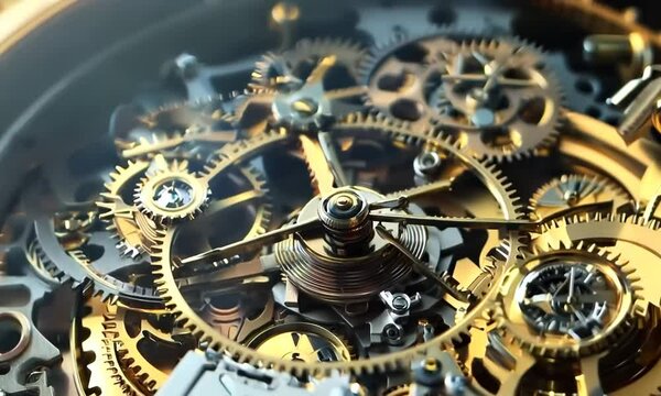 Intricate clockwork mechanism ticking away inside a vintage watch, Video