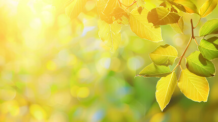 Obraz premium Abstract autumn nature background featuring yellow leaves.