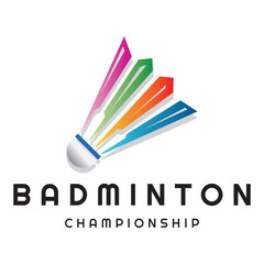 Modern Badminton logo design with Dynamic Shuttlecock and Racket, for championship, sport, sports shop, badminton school, business, company, tournament