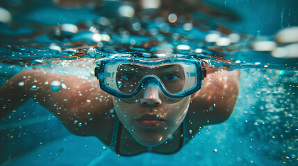 Naklejka premium woman swimming in the pool