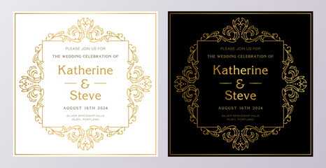 Frame for invitation in modern vintage style. Frame template for cards, posters, banners