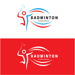 Modern Badminton logo design with Dynamic Shuttlecock and Racket, for championship, sport, sports shop, badminton school, business, company, tournament