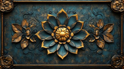 Green mandala ornament on wall background  