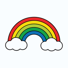 Colorful Rainbow and Clouds Illustration - Playful Design for Children's Content and Branding.