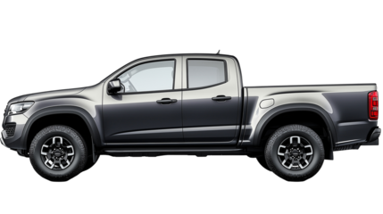 Modern black pickup truck.
