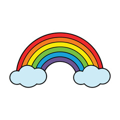 Colorful Rainbow and Clouds Illustration - Playful Design for Children's Content and Branding.