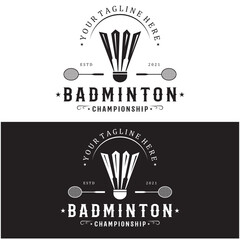 Modern Badminton logo design with Dynamic Shuttlecock and Racket, for championship, sport, sports shop, badminton school, business, company, tournament