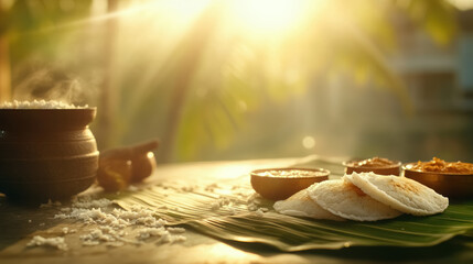 traditional south indian breakfast with idli and sambar