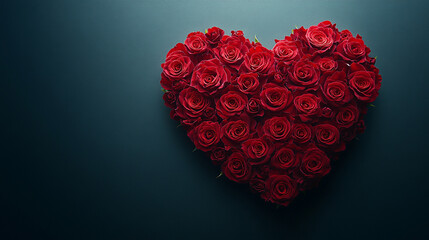 heart shape made from vibrant red roses, symbolizing love and passion. This stunning Valentine’s Day decor evokes feelings of romance, affection, and timeless emotional connection