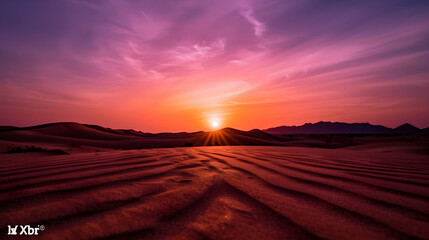 Obraz premium The Sun Setting Over The Sand Dunes