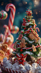 Fototapeta premium christmas still life with christmas tree