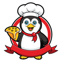 Fototapeta premium Penguin chef with a chef hat-Cartoon character design