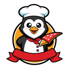 Penguin chef with a chef hat-Cartoon character design