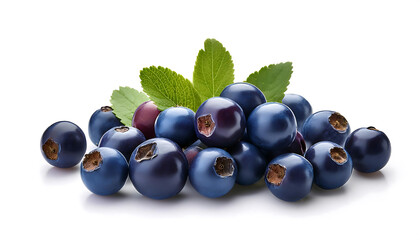 Fototapeta premium Fresh serviceberries on a clean white background, perfect for culinary, fruit, and food preparation