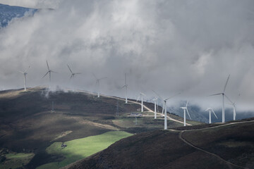 Panoramic view of Windmill farm in Spain, Picón Blanco.