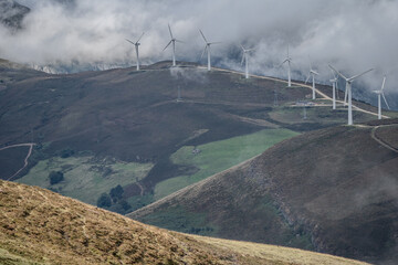 Panoramic view of Windmill farm in Spain, Picón Blanco.