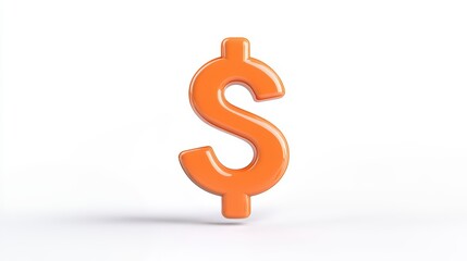 Obraz premium A vibrant orange dollar sign symbol, representing finance, wealth, and economic growth in a minimalist style on a clean background.