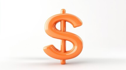 Fototapeta premium A vibrant orange dollar sign symbolizing finance, money management, and economic growth, set against a clean white background.