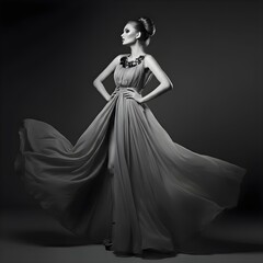 Fototapeta premium Fashion portrait of young elegant woman full body
