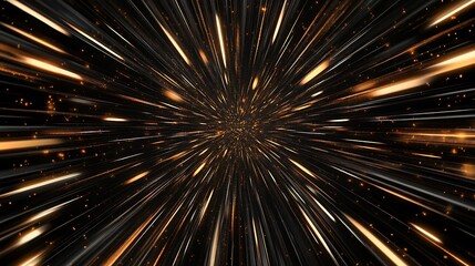 A black background with streaks of gold light that radiate out from the center, like a starburst or a flash of light.