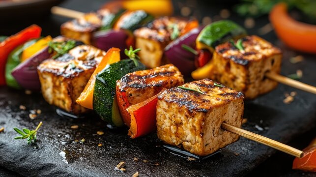 healthy bbq option tasty grilled tofu skewers with vibrant veggies, a flavorful twist on traditional meat dishes