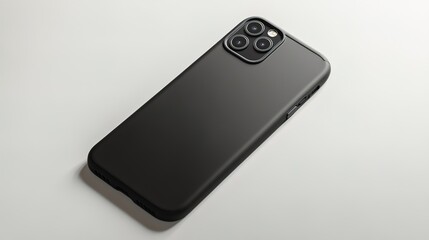 Close-up black smartphone with triple camera