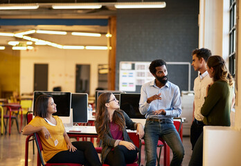 Business people, diversity and meeting for project, planning and creative agency for company...