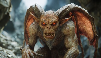 Demonic Creature Photorealistic Sculpture in Dark and Menacing Setting