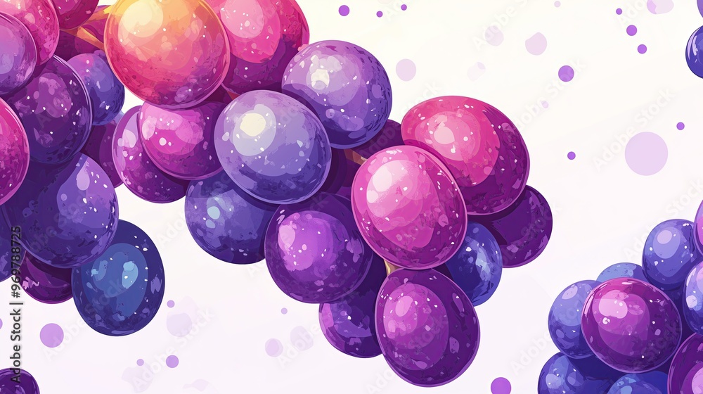 Poster flat style illustration of juicy grapes on a bright white background. the illustration captures the 