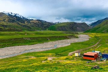 A picturesque landscape with a mountain river in the Emanuel Valley. Caucasus