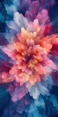 Obraz premium A vibrant abstract design featuring a burst of colorful petals blending seamlessly, creating a mesmerizing visual experience.