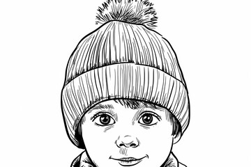 Cozy winter hat coloring page for adults, detailed and stylish design.  