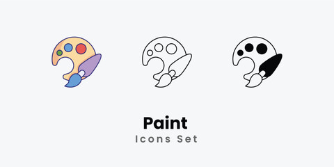 Paint Icons thin line and glyph vector icon stock illustration