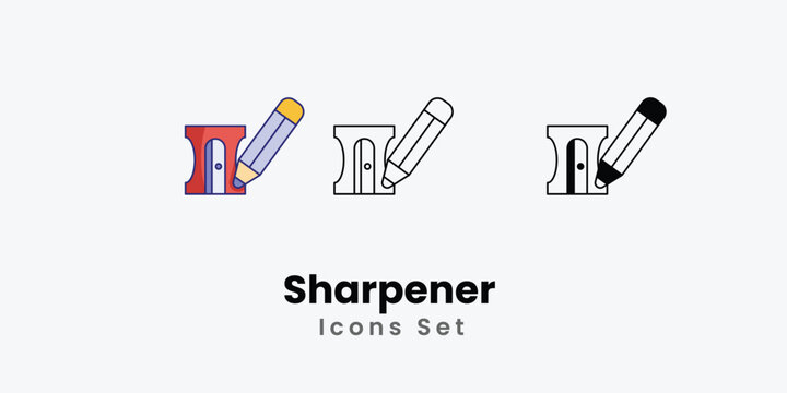 Sharpener Icons thin line and glyph vector icon stock illustration