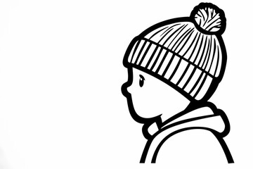 Naklejka premium Cozy winter hat coloring page for adults, detailed and stylish design. 