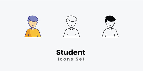 Student Icons thin line and glyph vector icon stock illustration