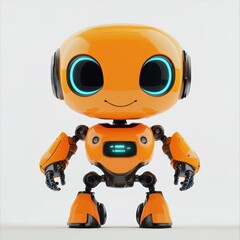 Colored cute and funny 3d robot modern style isolated on white background. Cartoon style character.
