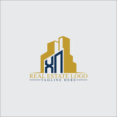 Fototapeta premium Modern XN Real Estate Logo Design with Building Silhouettes