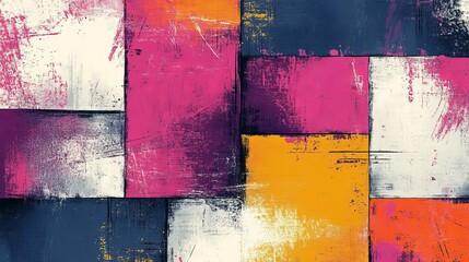 Colorful abstract painting with bold shapes and vibrant hues