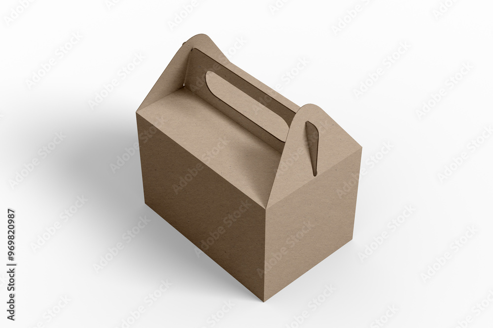 Wall mural Takeaway fast food packaging Box On White Background, mockup, 3d illustration, 3d rendering
